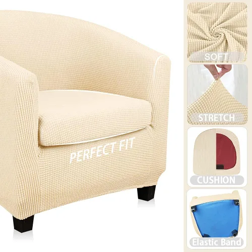 Miniatura 3 de Lellen Funda para silla de club con funda de cojín de asiento, fundas de sofá, fundas redondas para silla de bañera, funda protectora de sillón