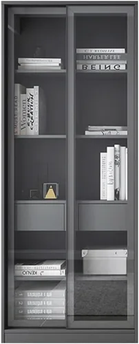 moisture Estantería de piso a techo con puerta corrediza de vidrio, gabinete de almacenamiento adecuado para sala de estar, dormitorio, estudio y