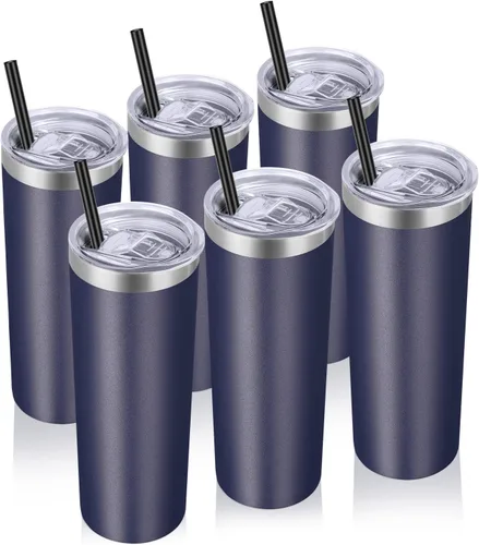 Miniatura 17 de VEGOND - Vaso delgado de acero inoxidable de 20 oz con aislamiento al vacío con tapa y pajita, taza de café de doble pared, taza de viaje