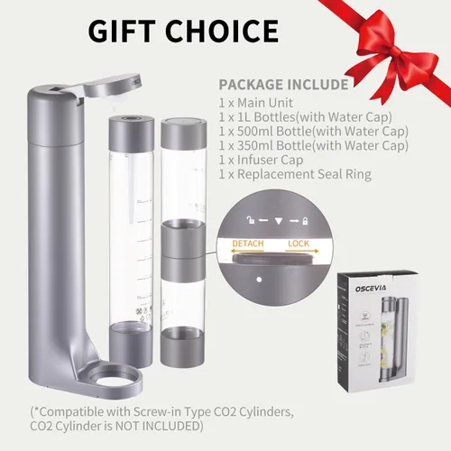 Miniatura 7 de Máquina de Agua con Gas Fabricadora de Soda Dispensador de Bebidas para el Hogar, Transmisión de Soda con Botella Libre de BPA de 1L, 2 Botellas