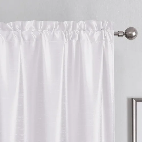 Miniatura 24 de Chyhomenyc Uptown - Cortinas negras de 24 pulgadas de largo, 2 paneles, cortinas cortas de seda sintética para oscurecer la habitación, cortinas