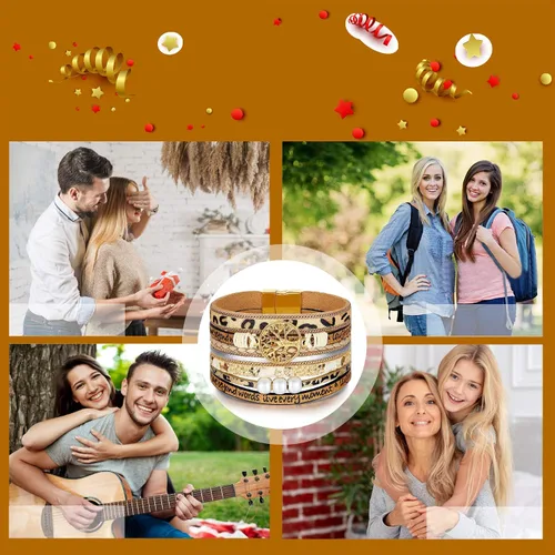 Miniatura 7 de Pulseras inspiradoras de cuero con árbol de la vida para mujeres, regalos de joyería para adolescentes y niñas, Metal, Circonita cúbica