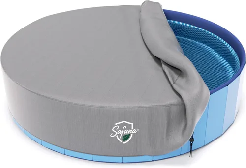 SAFANA Cubierta de piscina para perros de 48 pulgadas [grosor 420D mejorado] Cubierta redonda plegable de 48 pulgadas para piscina para perros,