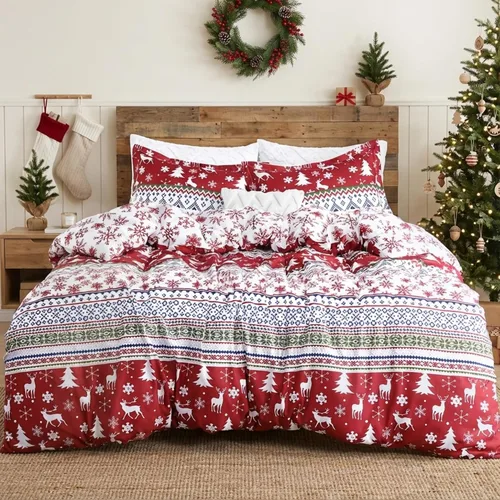 Miniatura 10 de CAROMIO Funda de Edredón de Navidad Tamaño Twin, Juego de Ropa de Cama de 2 Piezas con Funda de Edredón Estampada de Navidad (Twin, 68"x90")