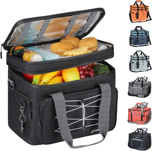 Miniatura 11 de Maelstrom Portable Collapsible Soft Cooler Bag – 24/30/60 Cans Double-Deck Leakproof Ice Chest for Beach, Camping & Grocery