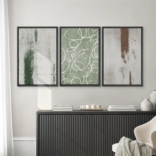 Miniatura 338 de SIGNWIN Lienzo enmarcado para pared, arte con pinceladas de flujo neutro en tonos beige abstractos, ilustraciones, arte moderno, decorativo