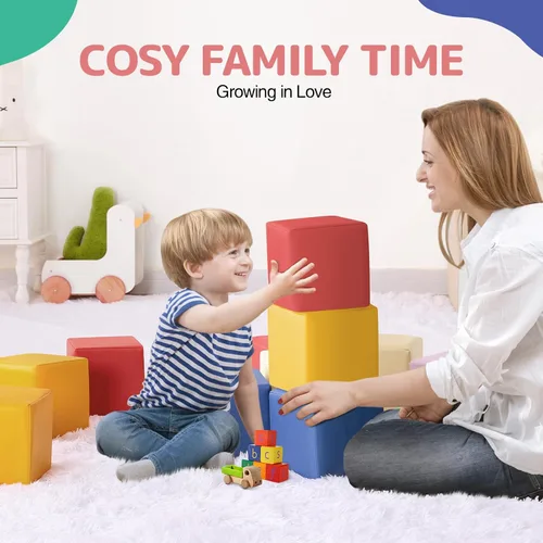 Miniatura 7 de Bloques de construcción de espuma para niños: 12 piezas de bloques de espuma de colores de piel sintética, juguetes de construcción para niños