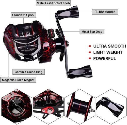 Miniatura 5 de Combo de caña de pescar y carrete, caña de pescar telescópica de fibra de carbono de 6.9 pies con combo de carrete de spinning/baitcasting, agua B