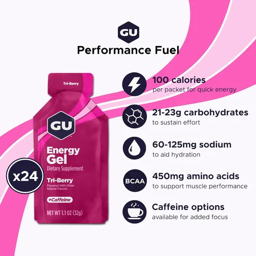 Miniatura 2 de GU Energy Nutrición Deportiva Original, Gel Energizante, 8 unidades, Tri-Berry
