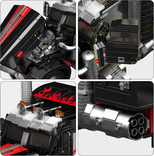 Miniatura 6 de Mould King 10037 Technique US Truck The Black Monster Modelo, Kit de coche deportivo con tecnología creativa, exhibición para coleccionistas