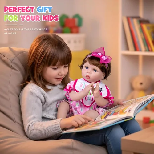 Miniatura 2 de Aori Muñecas de bebé Reborn realistas, cuerpo de tela ponderada realista de 22 pulgadas con extremidades de vinilo suave de 3/4, muñeca recién