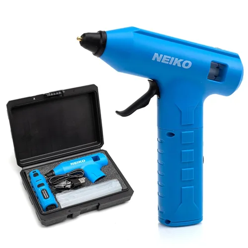 Miniatura 2 de NEIKO Pistola de pegamento inalámbrica 10582A, pistola de pegamento caliente recargable de 20 W, 20 barras de pegamento incluidas, boquilla