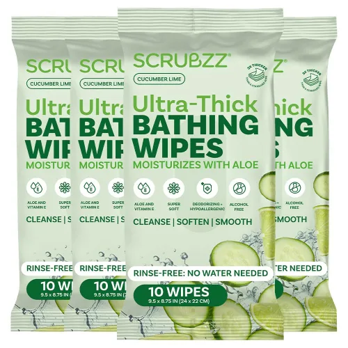 Toallitas de baño extra grandes para adultos, sin enjuague, 40 toallitas desechables ultra gruesas para hombres, mujeres y ancianos, ideal para