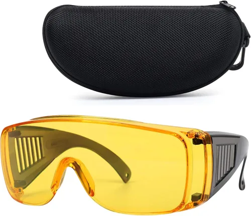 Gafas de Tiro Sobre Anteojos, Gafas de Seguridad Antivaho Sobre Anteojos de Prescripción OTG Lentes amarillos
