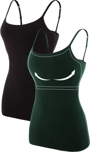 Miniatura 71 de Camisa Attraco de algodón, con tirantes estilo espagueti, con brasier incorporado, 2 paquetes, para mujer