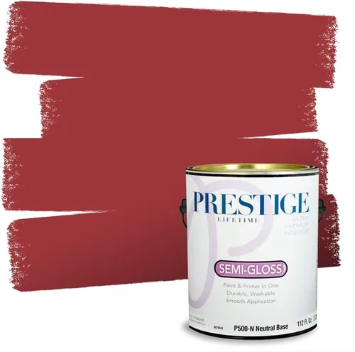 Miniatura 60 de Prestige Paints E100-T-SW6591 Pintura exterior e imprimación en uno, 1 galón, plano, combinación comparable de Sherwin Williams Amaryllis, 1 galón
