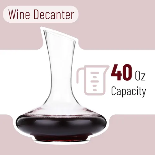 Miniatura 2 de BTAT - Decantador de vino, 40 onzas, pequeño, decantadores de vino y jarras para regalos