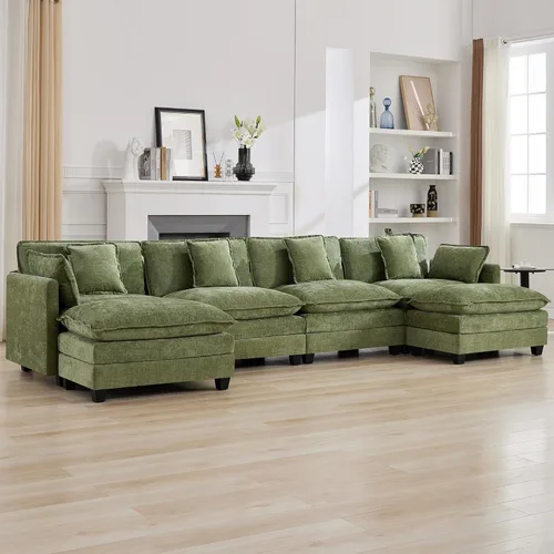 Miniatura 101 de Otomán de Sofá Moderno de Chenille Nube de 35'', Otomán Rectangular para Sofá Seccional Modular, Beige