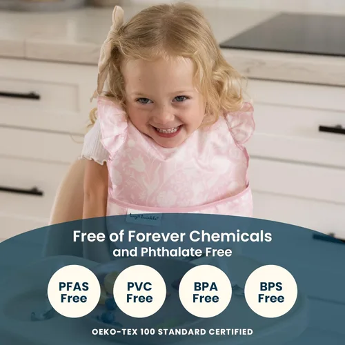 Miniatura 10 de Tiny Twinkle Baberos a prueba de derrames para bebés para comer Baberos impermeables y lavables para niños pequeños con bolsillo recogetodo