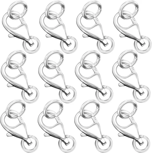 Miniatura 7 de Cierre de garra de langosta de plata esterlina 925 chapada en oro de 14K con anillos de salto cerrados, cierres y broches de collar adecuados