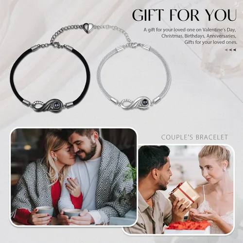 Miniatura 7 de lagofit Pulseras personalizadas con imagen en el interior, pulseras personalizadas a juego para parejas, pulseras de proyección de fotos, regalos