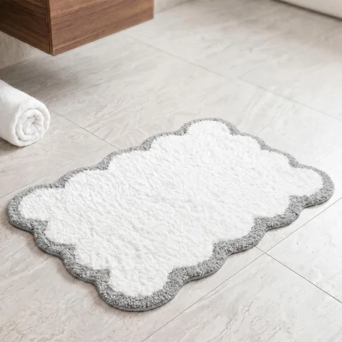 Miniatura 16 de Scalloped Grey Bath Rug, Get Naked Cute Bathroom Rug, Soft Absorbent Quick Dry Bath Mat, TPR Non Slip Backing, Microfiber Mat for Shower Tub Sink