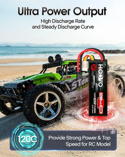 Miniatura 5 de HOOVO 4S Lipo Battery 14.8V 120C 5200mAh RC Car Battery Hard Case with TR Plug Compatible para 1/8 y 1/10 RC Car Buggy Truck Slash 4X4 Crawler