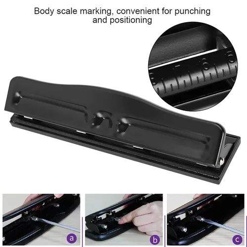 Miniatura 4 de Oumefar Perforadora de agujero ajustable de 4 agujeros, perforadora de metal perforadora manual de oficina para el hogar, oficina, manualidades