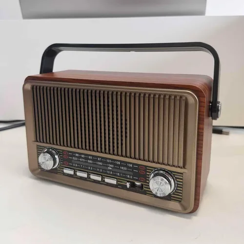 Miniatura 7 de Radio AM/FM retro con altavoz y función de reproducción de TF/USB, radio de diseño vintage con dial de sintonización grande, batería de larga