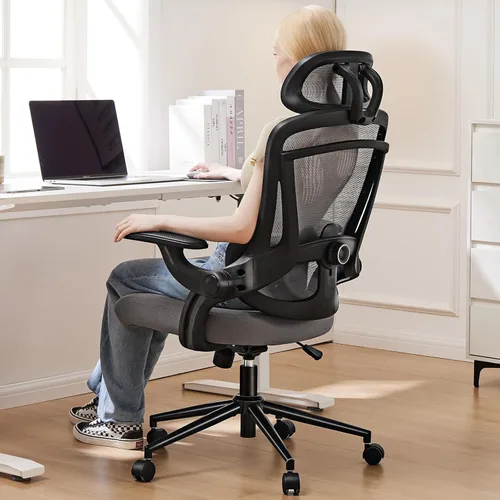 Miniatura 9 de Sweetcrispy Silla de escritorio ergonómica de oficina ejecutiva, sillas de malla para el hogar de 300 libras con ruedas, reposacabezas 2D, soporte