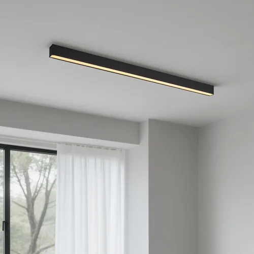 Miniatura 12 de Lámpara LED de techo negra, moderna y simple, instalación de superficie de techo de tira larga, adecuada para sala de estar, dormitorio, pasillo