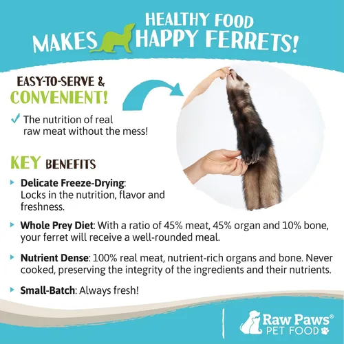 Miniatura 5 de Raw Paws Alimento liofilizado para hurones – Receta de carne de res, 16 onzas – Hecho en Estados Unidos – Dieta de hurones sin granos para hurones