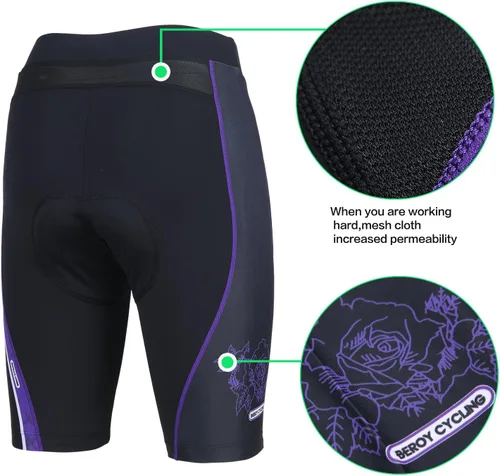 Miniatura 6 de beroy Cycling Shorts for Women with 3D Gel Pad Breathable Bike Shorts with Rear Mesh Panel