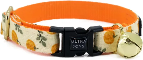 Miniatura 34 de Ultra Joys Collar de gato con campanas - Separable para gatitos y gatos - Estampado a cuadros naranja pequeño Solo cuello a cuadros