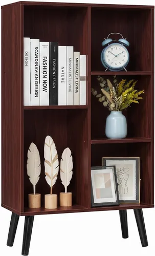 Miniatura 32 de YAHARBO Estantería de 2 cubos, soporte para tocadiscos negro con almacenamiento de vinilo de hasta 100 álbumes, estante horizontal para libros