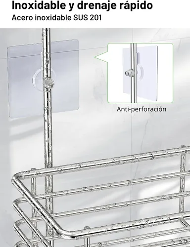 Miniatura 4 de SMARTAKE Organizador colgante para cabezal de ducha, organizador de estante de ducha de baño a prueba de óxido, acero inoxidable SUS201 sobre