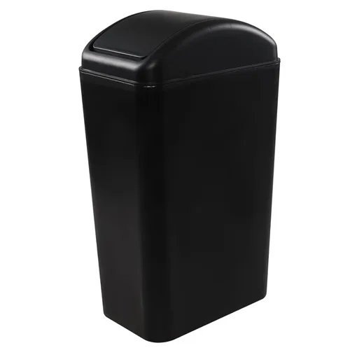 Miniatura 7 de Cubo de basura de plástico con tapa, 1 paquete de basura delgado, 3.5 galones, color negro