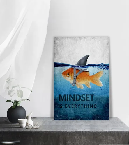 Miniatura 2 de Mindset is Everything - Lienzo motivacional para la oficina, arte de pared con citas inspiradoras de emprendedor, impresión de póster para sala