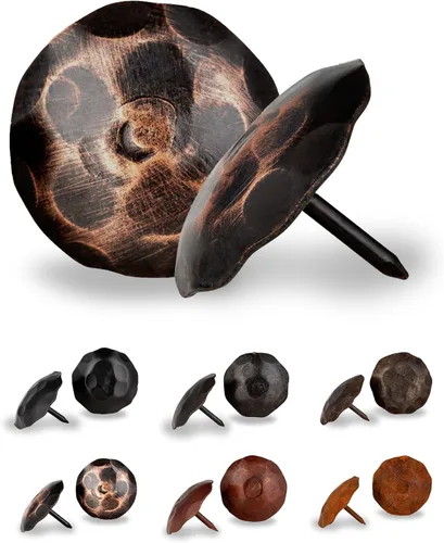 Miniatura 16 de Paquete de 25 clavos decorativos de 1,25 pulgadas de cabeza redonda grande – oxidados – sujetadores rústicos redondos hechos a mano para persiana