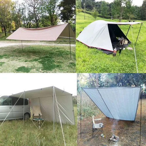 Miniatura 6 de Tent Poles Adjustable Tarp Poles Steel Rods for Tarp Canopy Camping Replacement Set of 2 +Pegs & Reflective Ropes