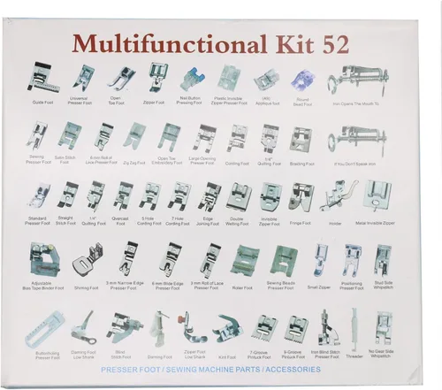 Miniatura 6 de Juego de 52 piezas de prensatelas para máquina de coser - Metal, caña baja para Singer, Brother, Babylock, Janome y Kenmore