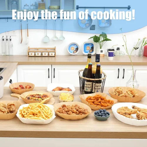 Miniatura 6 de 6.5 pulgadas redondas 100 piezas de forros de papel desechables para freidora de aire Non-Stick Oil-proof Resistant Airfryer Parchment Paper