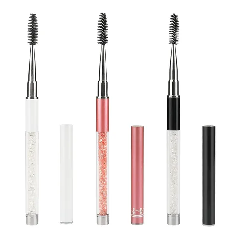 Miniatura 7 de G2PLUS 3 cepillos de cejas con tapa, cepillo portátil y flexible, cepillos de rímel de pestañas, aplicador, herramientas de maquillaje para Negro