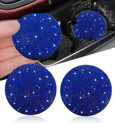 Miniatura 26 de NBTEPEM 2 posavasos de auto con diamantes de imitación, 2.75 pulgadas, antideslizantes, a prueba de golpes, universal, a la moda, para auto