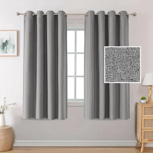 Miniatura 40 de H.VERSAILTEX Cortinas Opacas de Lino de 45 Pulgadas de Largo para Dormitorio/Sala de Estar con Aislamiento Térmico con Ojales, Cortinas con Textura