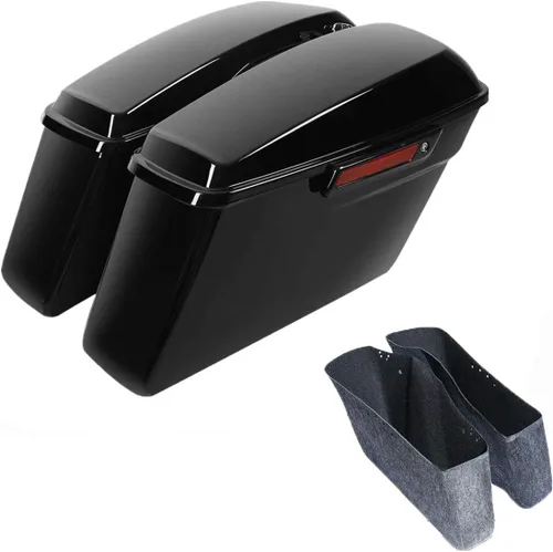 Green-L Alforjas rígidas negro vívido con llaves de pestillo negro y forros compatibles con Harley Touring Road King Street Glide Electra Ultra