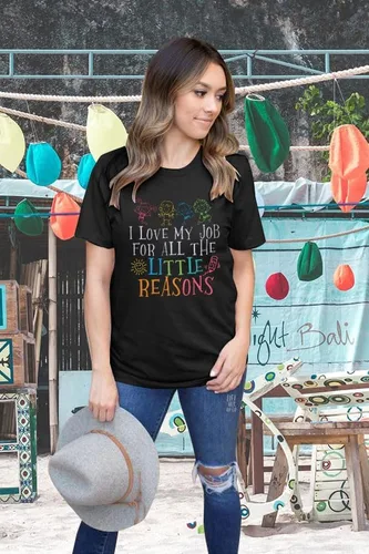 Miniatura 3 de Camisetas de profesor para mujer con texto en inglés "I Love My Job for All The Little Reasons", camisetas divertidas para enseñar, regalo