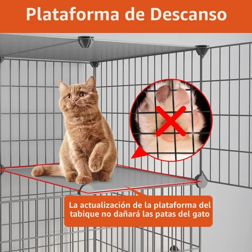 Miniatura 5 de Oneluck Jaula grande para gatos con caja de arena, recintos de bricolaje de 4 niveles, jaula de alambre de metal desmontable, jaula para interiores