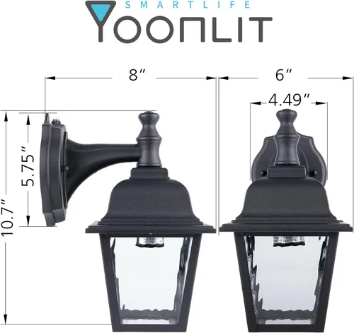 Miniatura 8 de YoonLIT - Lámpara de porche para exteriores del anochecer al amanecer, grandes faroles de pared impermeables para exteriores, accesorio de pared