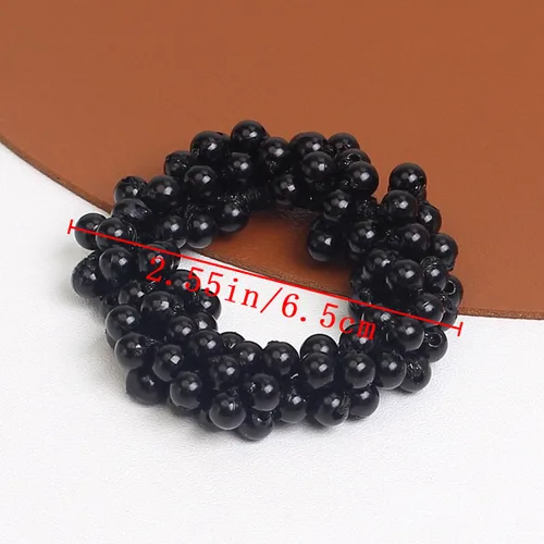 Miniatura 2 de 8 ligas para el pelo con perlas negras con cuentas elásticas de moda, coleteros elásticos para coleta de caballo con cuentas, elegantes y elegantes
